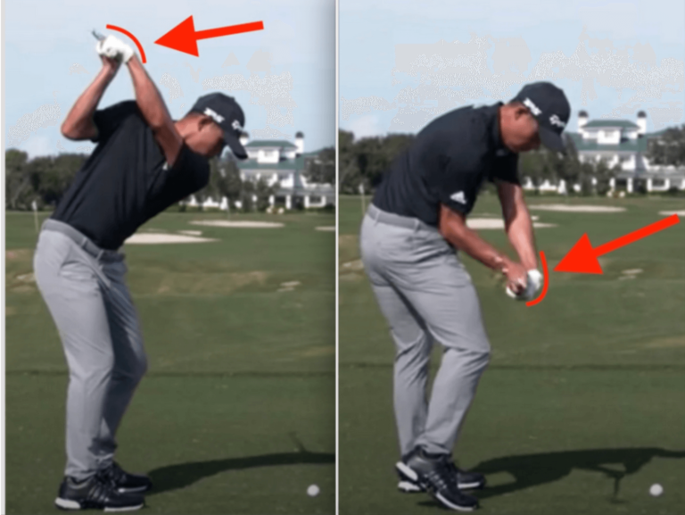 Collin Morikawa wrist angles at the top of his backswing and approaching impact