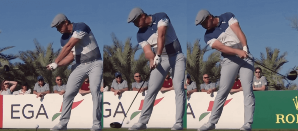 Bryson DeChambeau at 3 different points in his swing