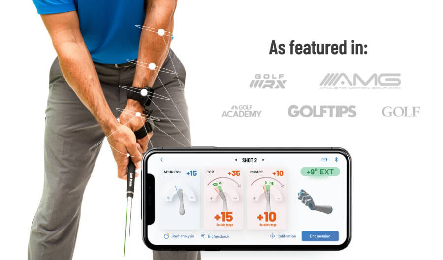 HackMotion golf sensor promotional banner with credentials