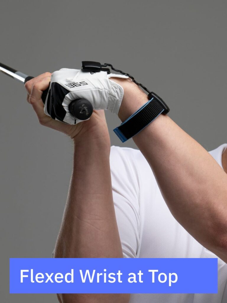 bowed (flexed) lead wrist at the top of the backswing