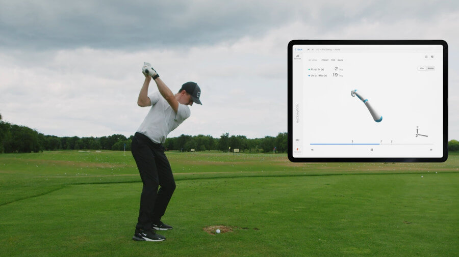 golf player and HackMotion data screens