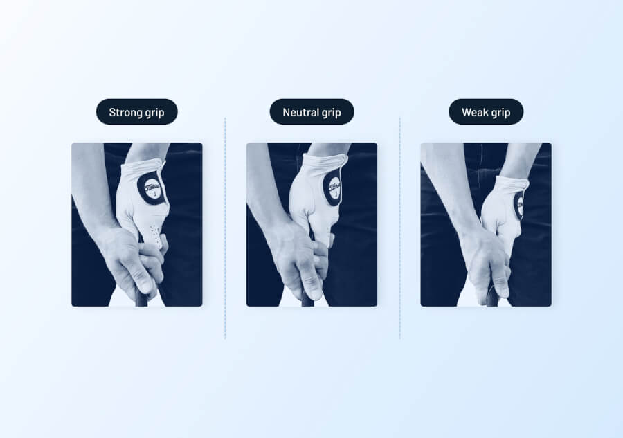 grip strength in golf explained - strong vs neutral vs weak grip