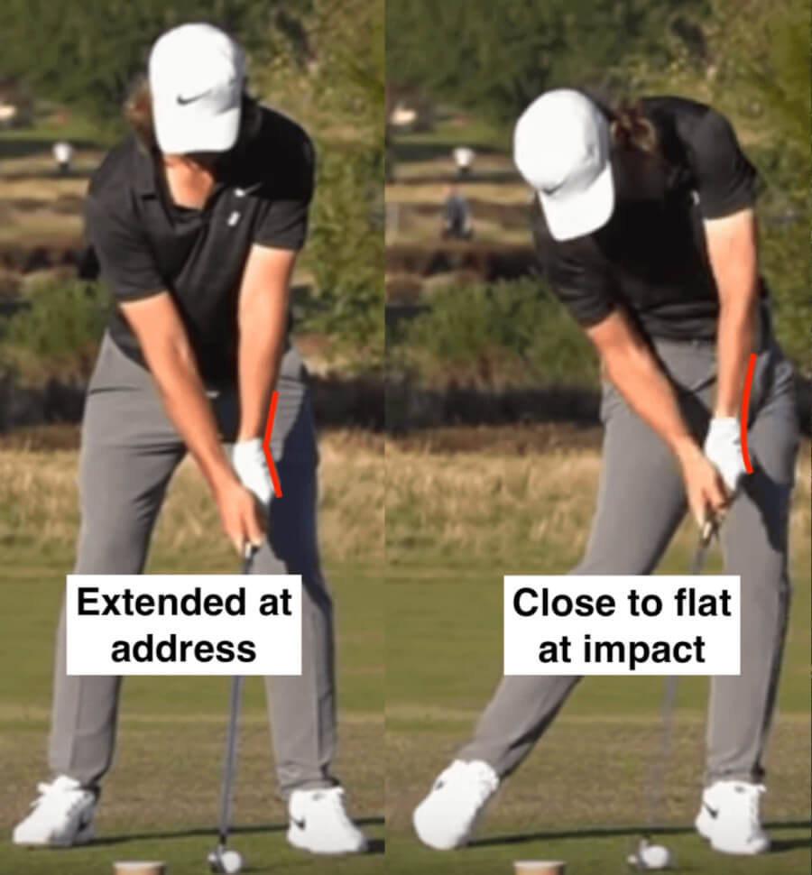 pro players wrist action at impact vs at address
