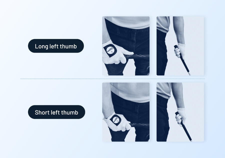 short left thumb and long left thumb explained in golf